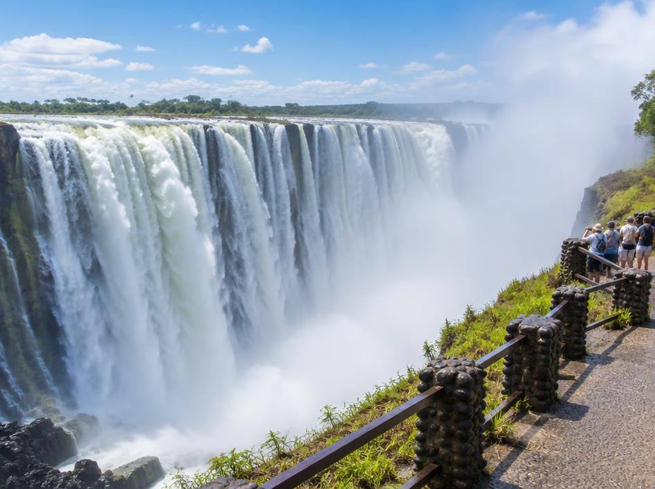 Victoria Falls seen from the rainforest viewpoint walkway